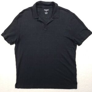Bonobos Polo Shirt Mens Medium Black 100% Linen Short Sleeve Buttonless